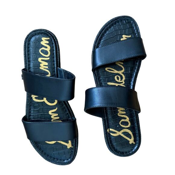 Sam Edelman Black Leather Lug Platform Sandals Chanel Inspired Size 7.5 NWOT - Picture 1 of 10